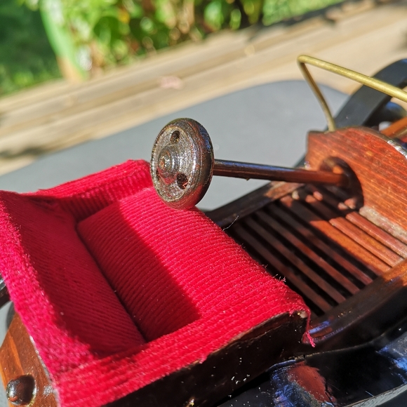 3 for$15 Wooden 9" Vintage Car Model Display Brown And Red Padded Seat Movable - Picture 3 of 6